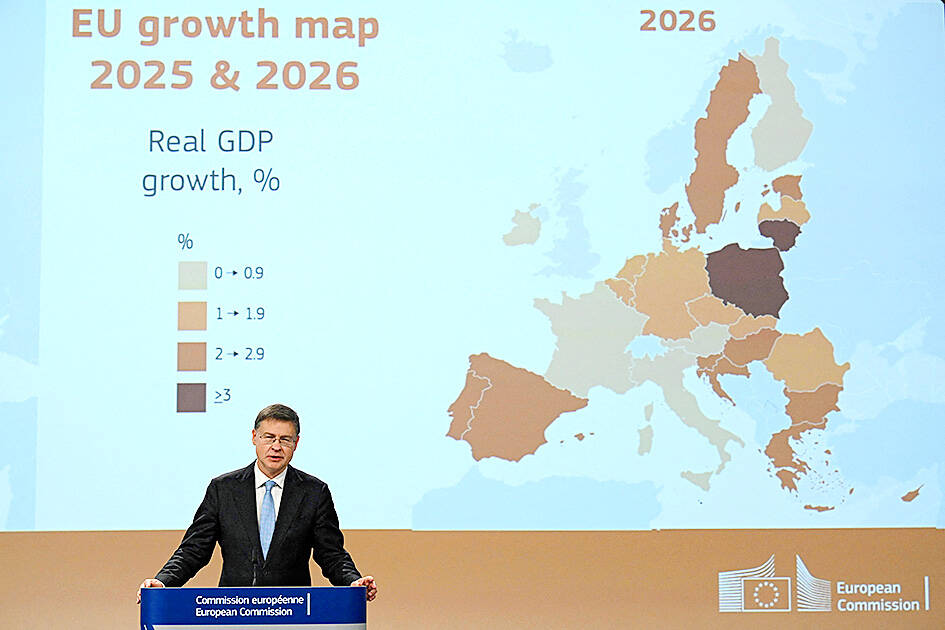 trade-tensions-force-eu-to-cut-2026-eurozone-growth-forecast-taipei-times