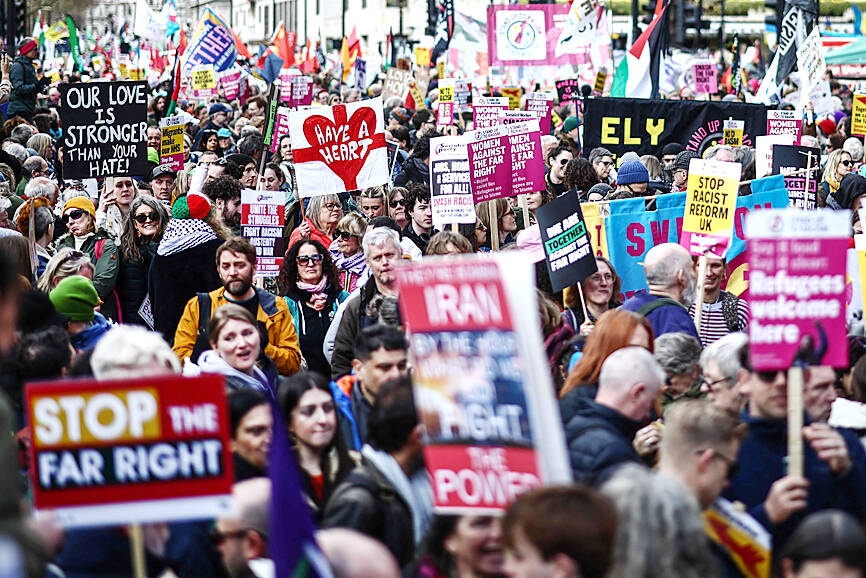 Protest held in London against far right