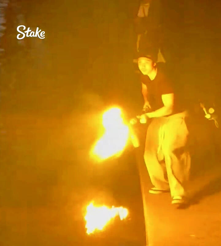 Celebrities’ son questioned over flamethrower